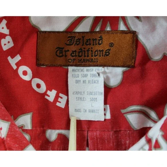Island Traditions Hawaii Aloha Shirt Mens Large Tribal Red Made in USA Floral - Picture 4 of 6
